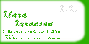 klara karacson business card